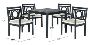 Safavieh MONTCLAIR 5-Piece Dining Set - Stylish Outdoor Furniture for Modern Patios and Chic Gatherings Dark Slate Gray PAT6721K