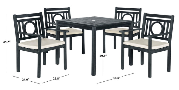 Safavieh MONTCLAIR 5-Piece Dining Set - Stylish Outdoor Furniture for Modern Patios and Chic Gatherings Dark Slate Gray PAT6721K