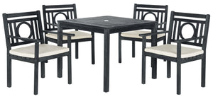 Safavieh MONTCLAIR 5-Piece Dining Set - Stylish Outdoor Furniture for Modern Patios and Chic Gatherings Dark Slate Gray PAT6721K