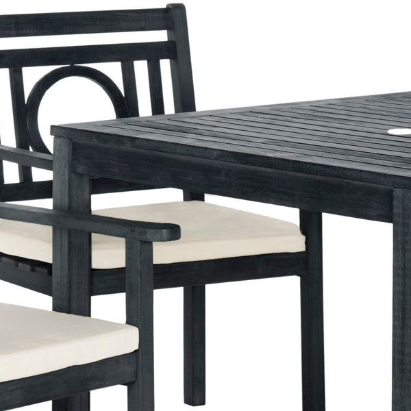 Safavieh MONTCLAIR 5-Piece Dining Set - Stylish Outdoor Furniture for Modern Patios and Chic Gatherings Dark Slate Gray PAT6721K