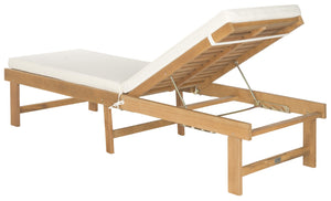 Safavieh INGLEWOOD Chaise Lounge - Stylish Outdoor Comfort with Adjustable Backrest & Durable Acacia Frame Natural / Beige PAT6723A