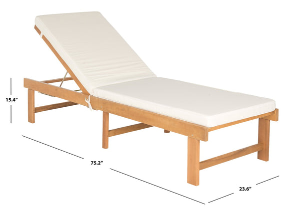 Safavieh INGLEWOOD Chaise Lounge - Stylish Outdoor Comfort with Adjustable Backrest & Durable Acacia Frame Natural / Beige PAT6723A