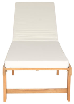 Safavieh INGLEWOOD Chaise Lounge - Stylish Outdoor Comfort with Adjustable Backrest & Durable Acacia Frame Natural / Beige PAT6723A