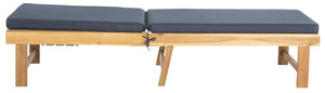 Safavieh INGLEWOOD Chaise Lounge - Stylish Outdoor Comfort with Adjustable Backrest & Durable Acacia Frame Natural / Navy PAT6723B