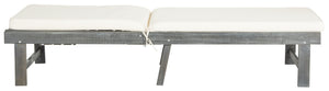 Safavieh INGLEWOOD Chaise Lounge - Stylish Outdoor Comfort with Adjustable Backrest & Durable Acacia Frame Ash Grey / Beige PAT6723D