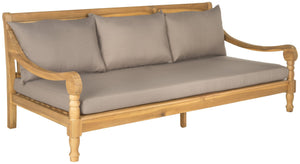 Safavieh PASADENA Daybed – Elegant Eco-Friendly Acacia Wood with All-Weather Cushions for Outdoor Comfort Natural / Taupe PAT6724A