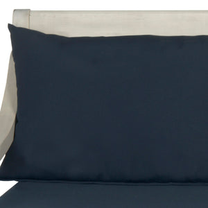 Safavieh PASADENA Daybed – Elegant Eco-Friendly Acacia Wood with All-Weather Cushions for Outdoor Comfort Antique White / Navy PAT6724D