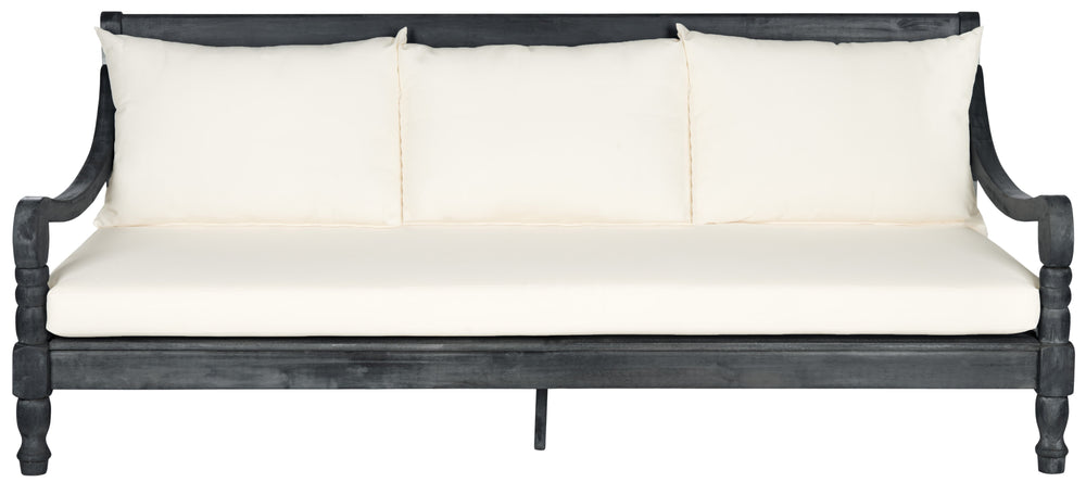 Safavieh Pasadena Daybed In Dark Slate Grey With Beige Cushions - Luxurious Eco-friendly Lounge Elegance Dark Slate Gray ,Beige Wood Pat6724k