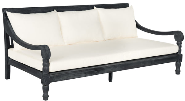 Safavieh Pasadena Daybed In Dark Slate Grey With Beige Cushions - Luxurious Eco-friendly Lounge Elegance Dark Slate Gray ,Beige Wood Pat6724k