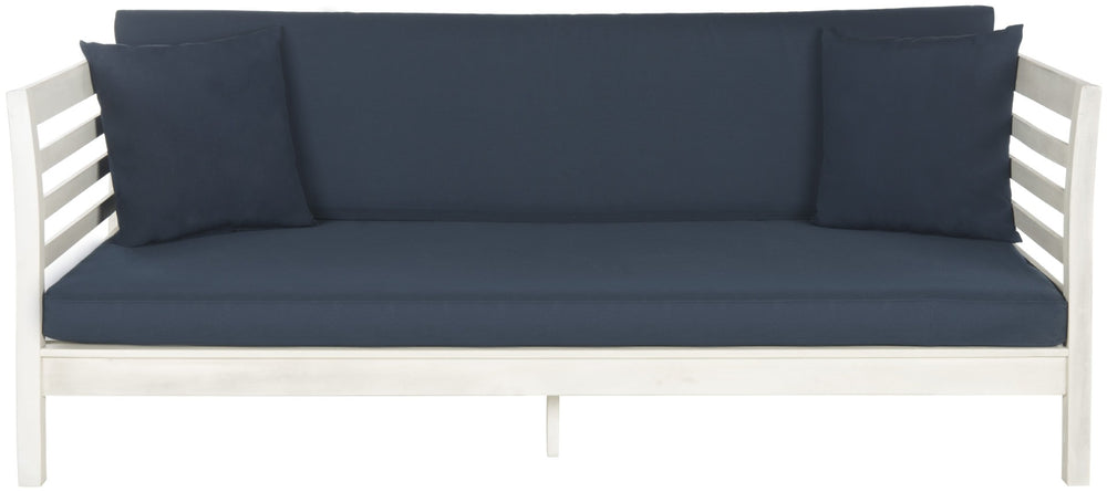 Safavieh MALIBU Day Bed - Modern Outdoor Retreat with Plush All-Weather Cushions for Ultimate Comfort & Style Antique White / Navy PAT6725D