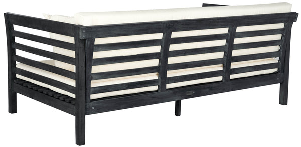 Safavieh MALIBU Day Bed - Modern Outdoor Retreat with Plush All-Weather Cushions for Ultimate Comfort & Style Dark Slate Gray / Beige PAT6725K