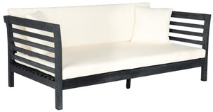Safavieh MALIBU Day Bed - Modern Outdoor Retreat with Plush All-Weather Cushions for Ultimate Comfort & Style Dark Slate Gray / Beige PAT6725K