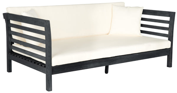 Safavieh MALIBU Day Bed - Modern Outdoor Retreat with Plush All-Weather Cushions for Ultimate Comfort & Style Dark Slate Gray / Beige PAT6725K