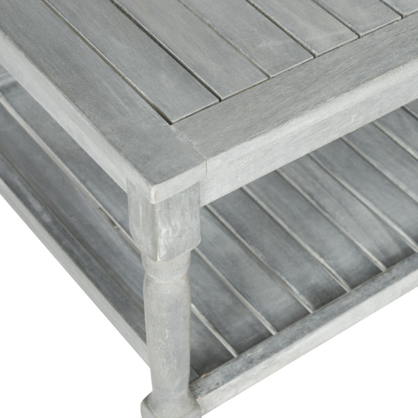 Safavieh OAKLEY Coastal Cottage Coffee Table - Elegant Acacia Wood Design for Stylish Outdoor Living Spaces Ash Grey PAT6726B