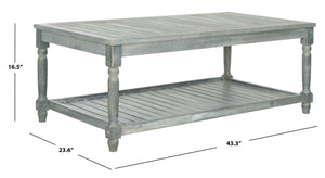 Safavieh OAKLEY Coastal Cottage Coffee Table - Elegant Acacia Wood Design for Stylish Outdoor Living Spaces Ash Grey PAT6726B