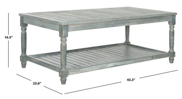 Safavieh OAKLEY Coastal Cottage Coffee Table - Elegant Acacia Wood Design for Stylish Outdoor Living Spaces Ash Grey PAT6726B