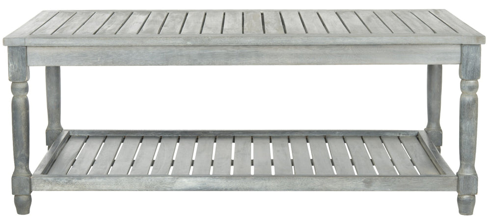 Safavieh OAKLEY Coastal Cottage Coffee Table - Elegant Acacia Wood Design for Stylish Outdoor Living Spaces Ash Grey PAT6726B