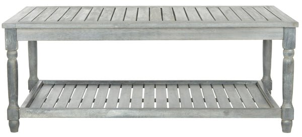Safavieh OAKLEY Coastal Cottage Coffee Table - Elegant Acacia Wood Design for Stylish Outdoor Living Spaces Ash Grey PAT6726B