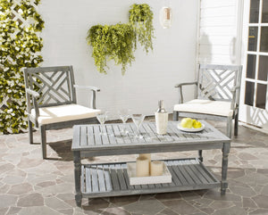 Safavieh OAKLEY Coastal Cottage Coffee Table - Elegant Acacia Wood Design for Stylish Outdoor Living Spaces Ash Grey PAT6726B