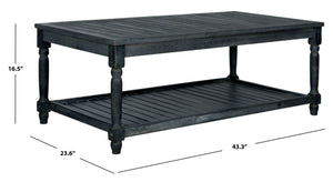 Safavieh OAKLEY Coastal Cottage Coffee Table - Elegant Acacia Wood Design for Stylish Outdoor Living Spaces Dark Slate Gray PAT6726K