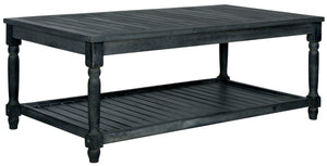 Safavieh OAKLEY Coastal Cottage Coffee Table - Elegant Acacia Wood Design for Stylish Outdoor Living Spaces Dark Slate Gray PAT6726K