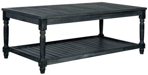 Safavieh OAKLEY Coastal Cottage Coffee Table - Elegant Acacia Wood Design for Stylish Outdoor Living Spaces Dark Slate Gray PAT6726K