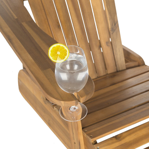 Safavieh VISTA Adirondack Chair - Eco-Friendly Comfort with Built-In Drink Holder for Outdoor Relaxation Natural PAT6727A