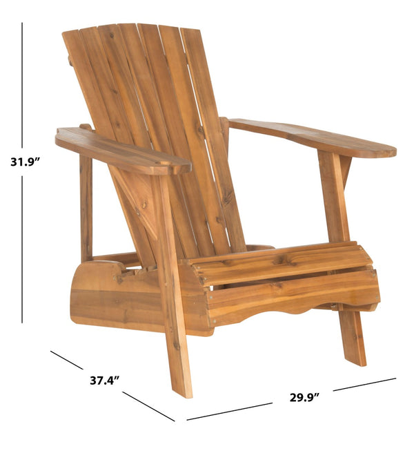 Safavieh VISTA Adirondack Chair - Eco-Friendly Comfort with Built-In Drink Holder for Outdoor Relaxation Natural PAT6727A