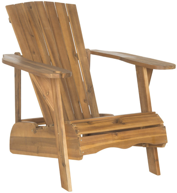 Safavieh VISTA Adirondack Chair - Eco-Friendly Comfort with Built-In Drink Holder for Outdoor Relaxation Natural PAT6727A