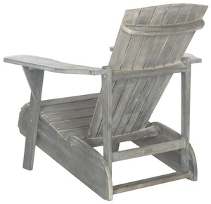 Safavieh VISTA Adirondack Chair - Eco-Friendly Comfort with Built-In Drink Holder for Outdoor Relaxation Ash Grey PAT6727B