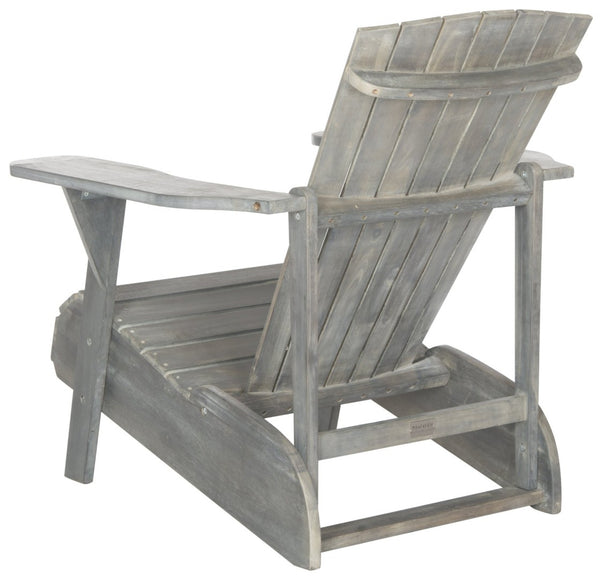 Safavieh VISTA Adirondack Chair - Eco-Friendly Comfort with Built-In Drink Holder for Outdoor Relaxation Ash Grey PAT6727B