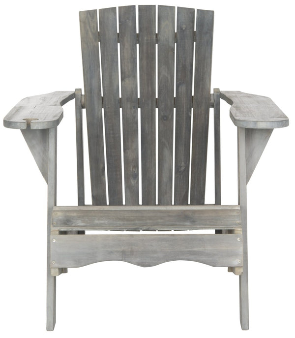 Safavieh VISTA Adirondack Chair - Eco-Friendly Comfort with Built-In Drink Holder for Outdoor Relaxation Ash Grey PAT6727B
