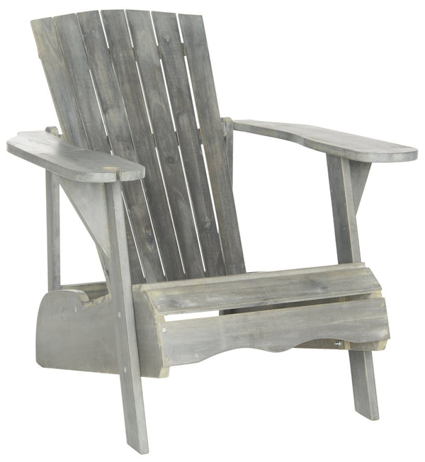 Safavieh VISTA Adirondack Chair - Eco-Friendly Comfort with Built-In Drink Holder for Outdoor Relaxation Ash Grey PAT6727B