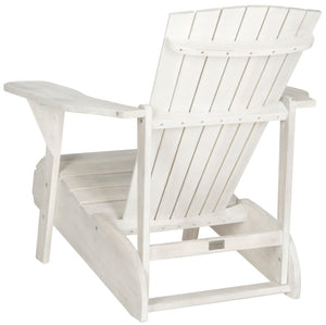 Safavieh VISTA Adirondack Chair - Eco-Friendly Comfort with Built-In Drink Holder for Outdoor Relaxation Antique White PAT6727C