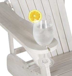 Safavieh VISTA Adirondack Chair - Eco-Friendly Comfort with Built-In Drink Holder for Outdoor Relaxation Antique White PAT6727C