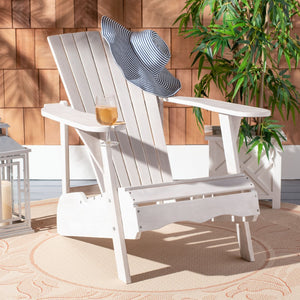Safavieh VISTA Adirondack Chair - Eco-Friendly Comfort with Built-In Drink Holder for Outdoor Relaxation Antique White PAT6727C