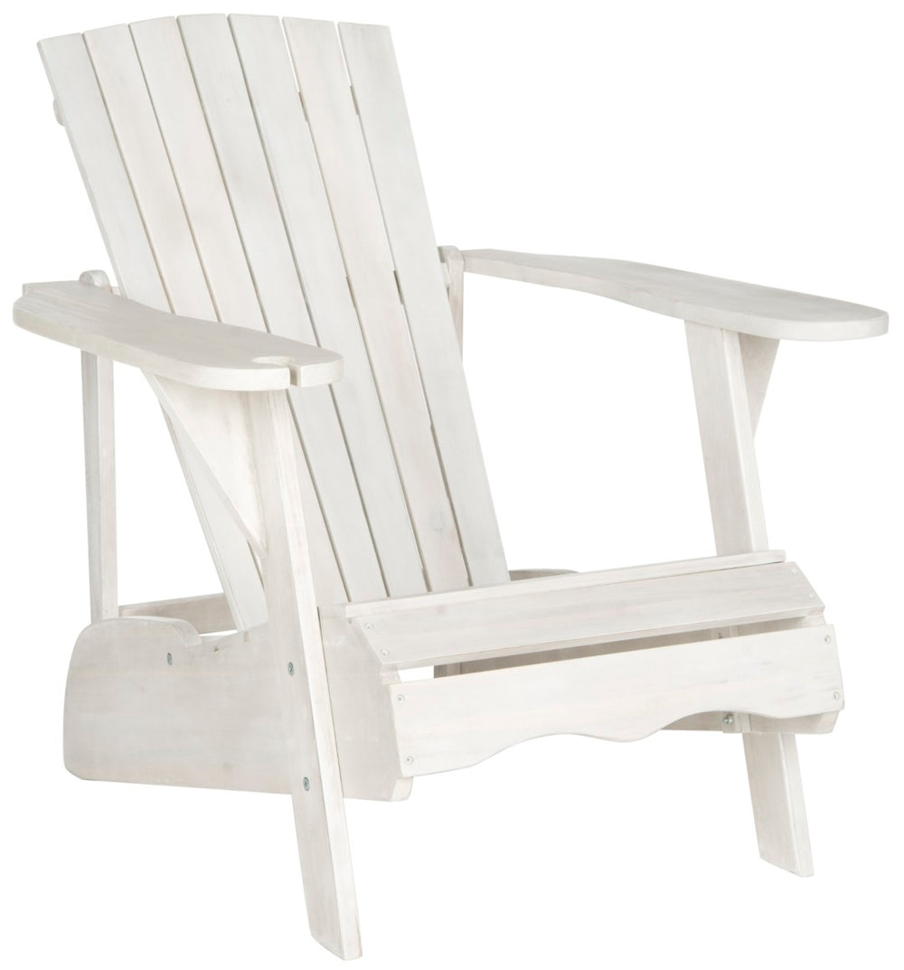 Safavieh VISTA Adirondack Chair - Eco-Friendly Comfort with Built-In Drink Holder for Outdoor Relaxation Antique White PAT6727C