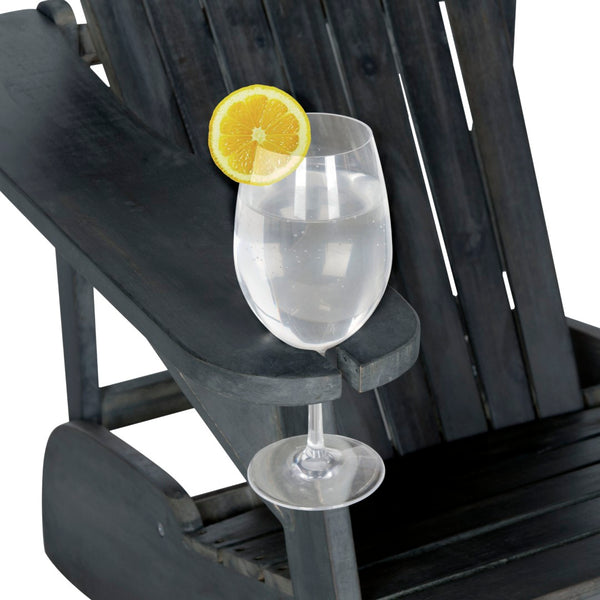 Safavieh VISTA Adirondack Chair - Eco-Friendly Comfort with Built-In Drink Holder for Outdoor Relaxation Dark Slate Gray PAT6727K