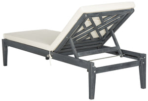 Safavieh AZUSA Sun Lounger - Stylish Outdoor Furniture for Luxurious Poolside Relaxation and Elegant Patios Ash Grey / Beige PAT6729B