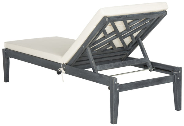 Safavieh AZUSA Sun Lounger - Stylish Outdoor Furniture for Luxurious Poolside Relaxation and Elegant Patios Ash Grey / Beige PAT6729B