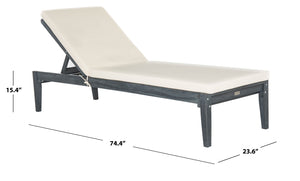 Safavieh AZUSA Sun Lounger - Stylish Outdoor Furniture for Luxurious Poolside Relaxation and Elegant Patios Ash Grey / Beige PAT6729B
