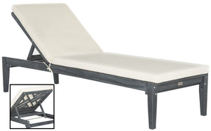 Safavieh AZUSA Sun Lounger - Stylish Outdoor Furniture for Luxurious Poolside Relaxation and Elegant Patios Ash Grey / Beige PAT6729B