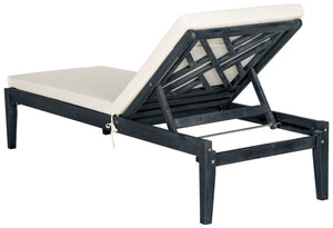 Safavieh AZUSA Sun Lounger - Stylish Outdoor Furniture for Luxurious Poolside Relaxation and Elegant Patios Dark Slate Gray / Beige PAT6729K