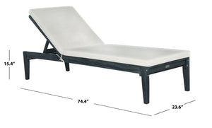 Safavieh AZUSA Sun Lounger - Stylish Outdoor Furniture for Luxurious Poolside Relaxation and Elegant Patios Dark Slate Gray / Beige PAT6729K