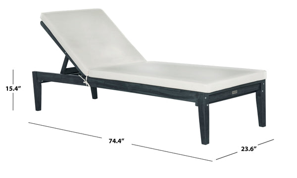 Safavieh AZUSA Sun Lounger - Stylish Outdoor Furniture for Luxurious Poolside Relaxation and Elegant Patios Dark Slate Gray / Beige PAT6729K