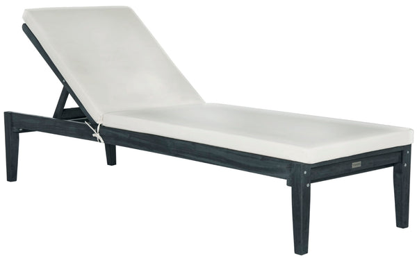 Safavieh AZUSA Sun Lounger - Stylish Outdoor Furniture for Luxurious Poolside Relaxation and Elegant Patios Dark Slate Gray / Beige PAT6729K