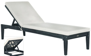 Safavieh AZUSA Sun Lounger - Stylish Outdoor Furniture for Luxurious Poolside Relaxation and Elegant Patios Dark Slate Gray / Beige PAT6729K