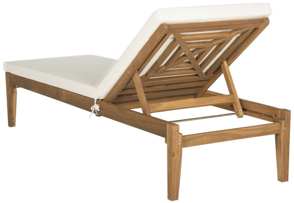 Safavieh DEL MAR SUNLOUNGER - Luxurious Outdoor Lounge Chair with Plush Cushion for Poolside Relaxation Natural / Beige PAT6730A