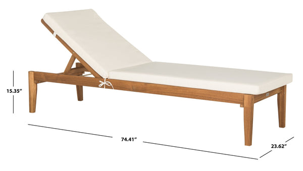 Safavieh DEL MAR SUNLOUNGER - Luxurious Outdoor Lounge Chair with Plush Cushion for Poolside Relaxation Natural / Beige PAT6730A