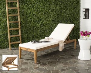 Safavieh DEL MAR SUNLOUNGER - Luxurious Outdoor Lounge Chair with Plush Cushion for Poolside Relaxation Natural / Beige PAT6730A